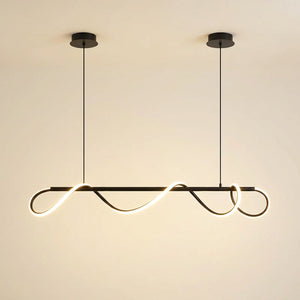 Lustre LED barre linéaire finition noire fond beige neutre