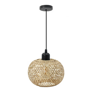 Suspension boule en bambou tressé main style bohème