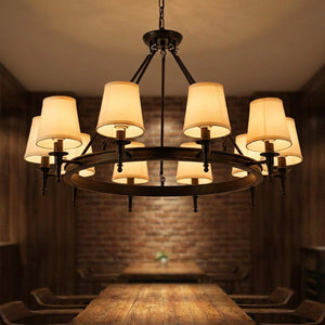 Lustre en fer forgé vintage noir suspension industriel