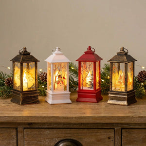 Lanterne de Noël LED 13 cm lot assorti sur console