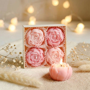 Coffret bougies parfumées pivoine en cire de soja dans boîte cadeau blanche