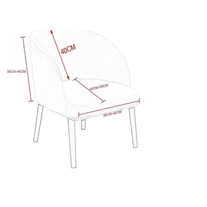Schéma des dimensions de la housse de chaise en velours : hauteur et largeur en cm