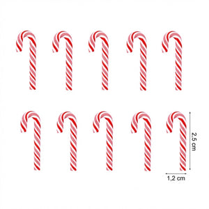 Mini cannes à sucre de Noël dimensions 2,5 cm de hauteur et 1,2 cm de largeur