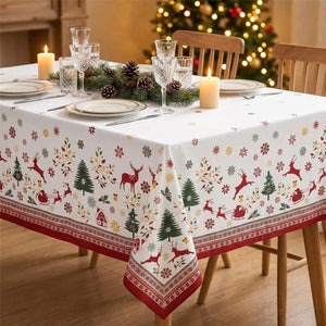 Nappe de Noël imperméable motifs festifs pour table de fête