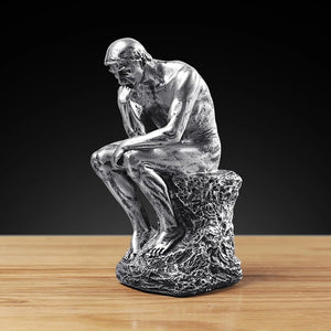 Statue Penseur Rodin couleur argent