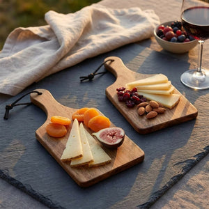 Mini-planches bois acacia en plateau apéritif fromages fruits secs