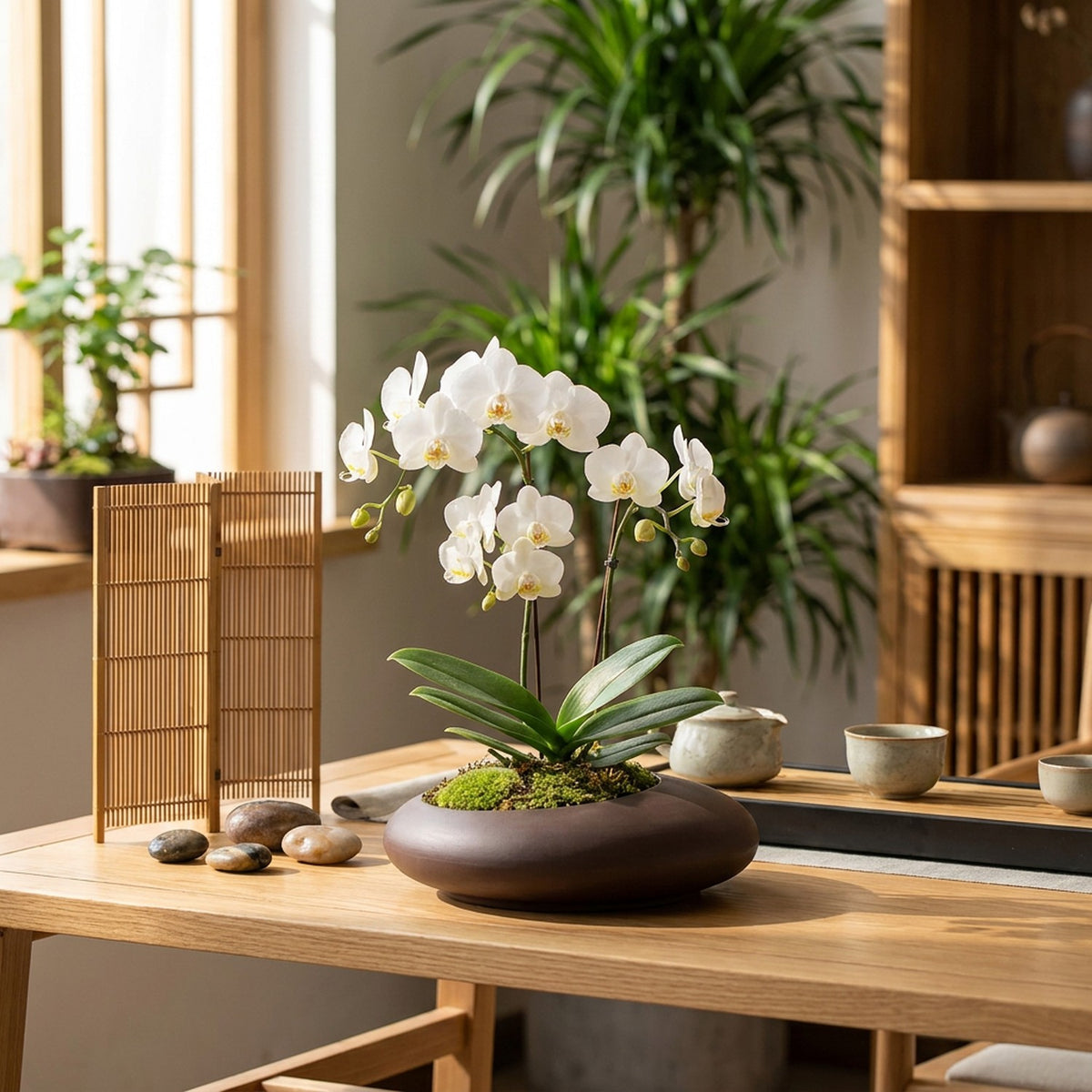 Pot argile chinois rétro sur bureau - décoration zen