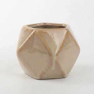 Pot losange céramique café pour succulentes