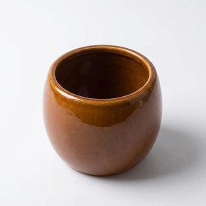 Pot rond céramique marron pour succulentes