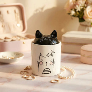 Pot céramique oreilles de chat taille 260ml format compact rangement bijoux