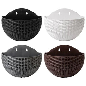 Pot de fleur mural demi-lune imitation rotin différents coloris disponibles