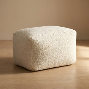 Housse de pouf bouclé beige forme tabouret vue de face