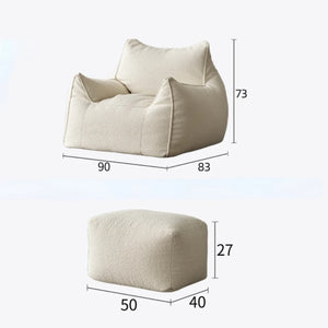 Schéma des dimensions en centimètres de la housse de pouf forme fauteuil et forme tabouret