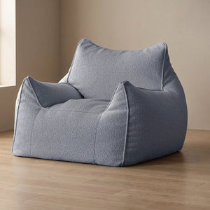 Housse de pouf bouclé gris forme fauteuil vue de face