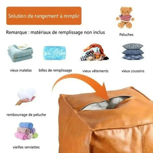 Guide de remplissage du pouf cube avec vieux vêtements coussins et peluches