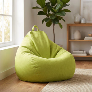 Pouf geant coton lin en forme de poire coloris Vert anis