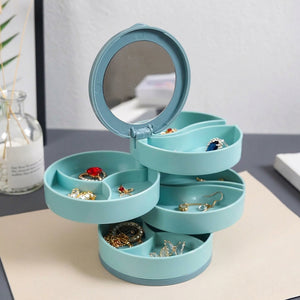 Boîte à bijoux rotative coloris Bleu