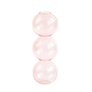 Vase en verre rose S style nordique fond blanc