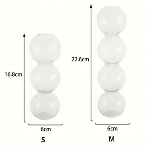 Schéma des dimensions des deux vases en verre à bulles modèle S 16,8 cm et modèle M 22,6 cm diamètre 6 cm