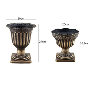 Dimensions des vases romains : urne 20×24 cm, coupe 20×20,5 cm