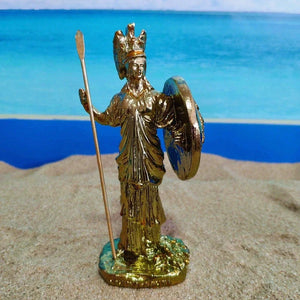 Statue Athéna résine dorée finition antique vue 2