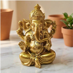 Statue Ganesha doré modèle classique en décor zen