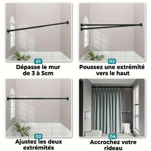 Étapes d'installation de la tringle à rideau sans perçage