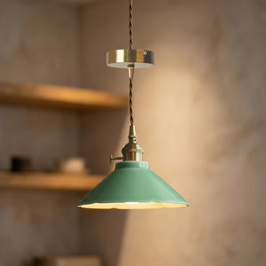 Suspension céramique variante vert sauge allumée
