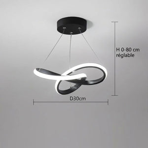 Dimensions de la suspension LED nordique 30cm D 30cm H 0-80cm réglable