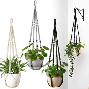 Suspension macramé pour plante disponible en blanc, gris et noir
