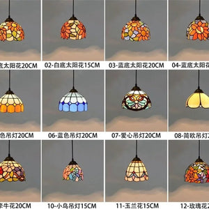 Suspension marocaine en verre mosaïque colorée câble hauteur réglable