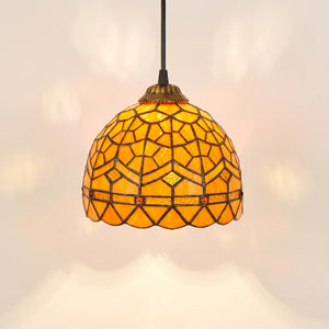 Suspension marocaine en mosaïque de verre couleur Orange allumée
