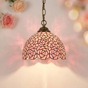 Suspension marocaine en mosaïque de verre couleur Rose allumée