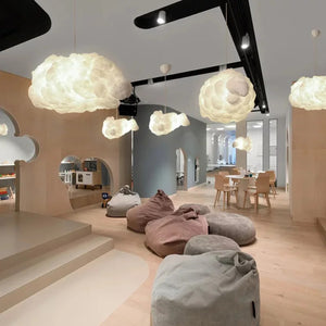 Suspension nuage coton cable metallique reglable fil tresse