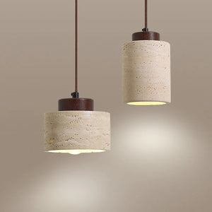 Suspension travertin wabi-sabi modèles compact et élancé illuminées