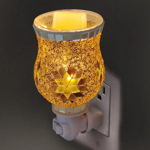 Diffuseur de parfum électrique en verre mosaïque doré allumé