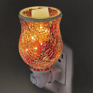 Diffuseur de parfum électrique en verre mosaïque rouge allumé