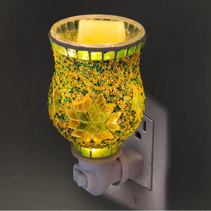 Diffuseur de parfum électrique en verre mosaïque verte allumé