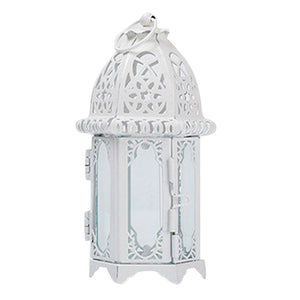 Lanterne marocaine Blanche Verre clair métal ajouré