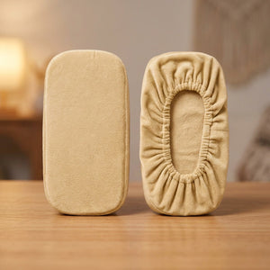 Paire de housses d'accoudoir en velours beige