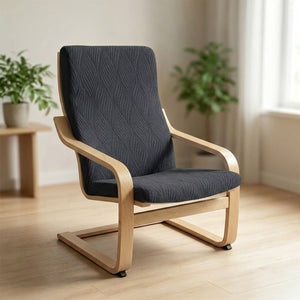 Housse de fauteuil scandinave noire en jacquard ondulé