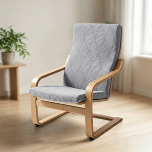 Housse de fauteuil scandinave grise en jacquard ondulé