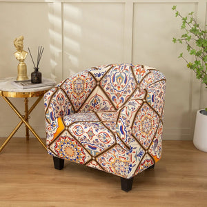 Housse de fauteuil cabriolet motif mosaïque bohème orangée