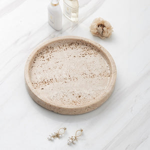 Plateau rond pierre naturelle beige — vue produit