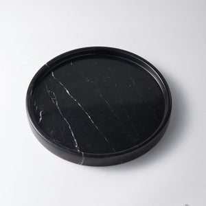 Plateau rond marbre noir — vue produit