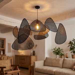 Lustre rotin suspension diamètre 80 cm