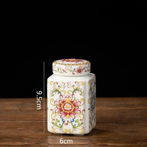 Pot à thé carré pivoine colorée porcelaine chinoise