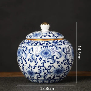 Pot à thé lotus impérial porcelaine blanc et bleu