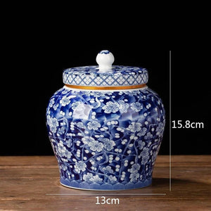 Pot à thé branches cerisier fond bleu porcelaine