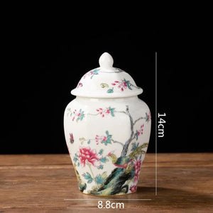 Pot à thé arrondi oiseau et fleur coloré porcelaine